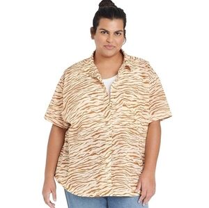 Ava & Viv Animal Print Button Down Blouse